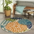 thumbnail image 3 of 4â€™ Round Orange Floral Outdoor Area Rug, 3 of 8