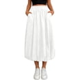 thumbnail image 7 of Women's High Waist Flared Blossom Midi Skirt Elastic Waist Skirt with Big Pockets Comfortable Casual Daily Skirt, 7 of 7