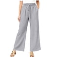 thumbnail image 2 of Women's Linen Blend Plus Size Palazzo Pants Wide Leg High Waisted with Pockets Drawstring Flowy Trousers 2026 Gray M, 2 of 5