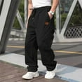 thumbnail image 2 of HAOTAGS Men's Solid Color Pants with Pockets, Elastic Waist Drawstring Outwear Casual Pants Black L, 2 of 6