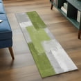 thumbnail image 3 of Sage Green Abstract 2'x6' Runner Rugs for Hallway Kitchen Bedside Non Slip Washable, Grey Geometric Oil Painting Vintage Entryway Rug Runners with Rubber Backing, Long Carpet Runner for Laundry Room, 3 of 8