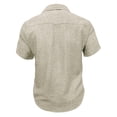 thumbnail image 3 of Mens Linen Shirt Casual Short Sleeve Button Down Shirts Summer Beach Vacation Tops Khaki L, 3 of 6