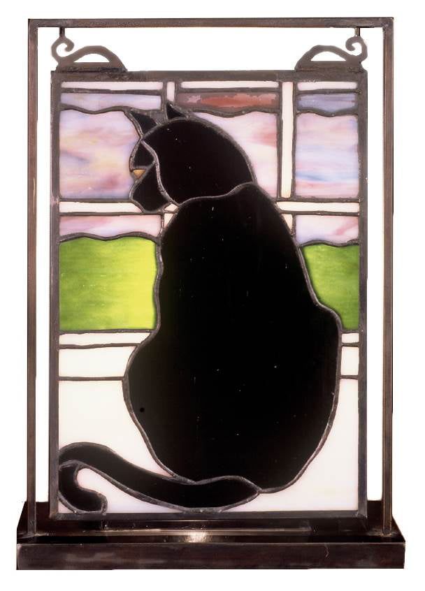 9.5"W X 10.5"H Cat in Window Lighted Mini Tabletop Window
