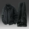 thumbnail image 2 of Txeol Mens Tracksuits 2 Piece Set Big and Tall Full Zip Athletic Jacket Matching Wide Leg Cargo Pants with Pockets Trendy 2 Piece Streetwear Outfits XL Black, 2 of 10