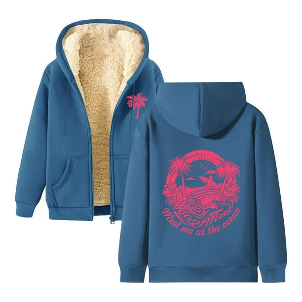 WILLBEST Sudadera con Capucha para Mujer, Estilo Otoño/Invierno, con Estampado Cómodo y Cremallera Gruesa Grande
