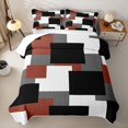 thumbnail image 2 of Castle Fairy Watercolor Offset Square Block Quilt Full 3-Piece,Minimalism Mosaic Full Bedspread Sets,Rust Gray Black,1 Coverlet and 2 Pillowcases, 2 of 7