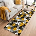 thumbnail image 2 of Yellow Black Wavy Runner Rugs 2x6 ft Medieval Abstract White Grey Yellow Black Texture Washable Hallway Rugs Non-Slip Floor Mats Absorbent Carpet Bedside Runners for Bedroom Kitchen Bathroom Laundry, 2 of 9