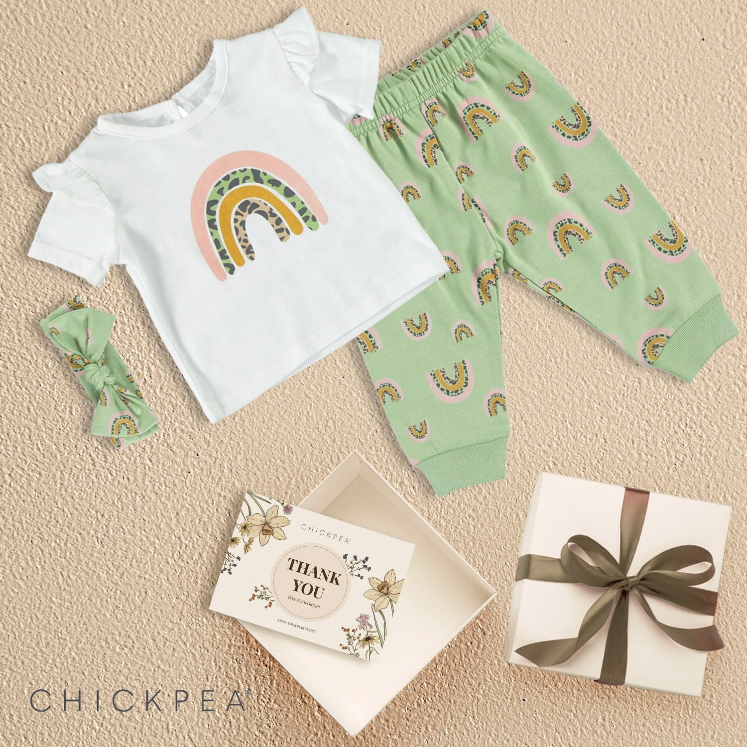 Chick Pea Baby Girl 3 PC French Terry Jogger Set, Sizes Newborn-24 Months