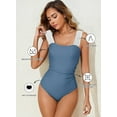 thumbnail image 3 of SHEWIN Women's One Piece Swimsuit Ruched Tummy Control Bathing Suit Adjustable Strap Full Coverage Swimwear, 3 of 13
