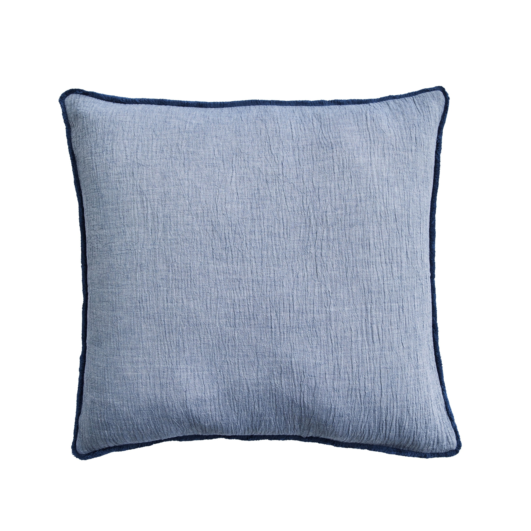 (2 pack) Better Homes & Gardens 22" x 22" Washed Indigo Blue Cotton Gauze Fringe Decorative Pillow