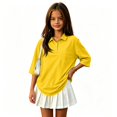 thumbnail image 2 of Girls Polo Shirt Summer Slim Fit Short Sleeve School Uniform Collared Polo Shirts for Girls Back to School Yellow,7-8 Years, 2 of 6