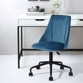 thumbnail image 2 of FurnitureR Chaise de Bureau Pivotante Réglable en Velours Moderne Bleu, 2 of 8