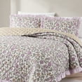 thumbnail image 2 of Lush Decor Lola Block Print&nbsp;Ruffle Reversible Floral Quilt 3 Piece Set King/ Cal King Purple & Yellow - Block Print Quilt - Vintage Floral Bedding Set, 2 of 10
