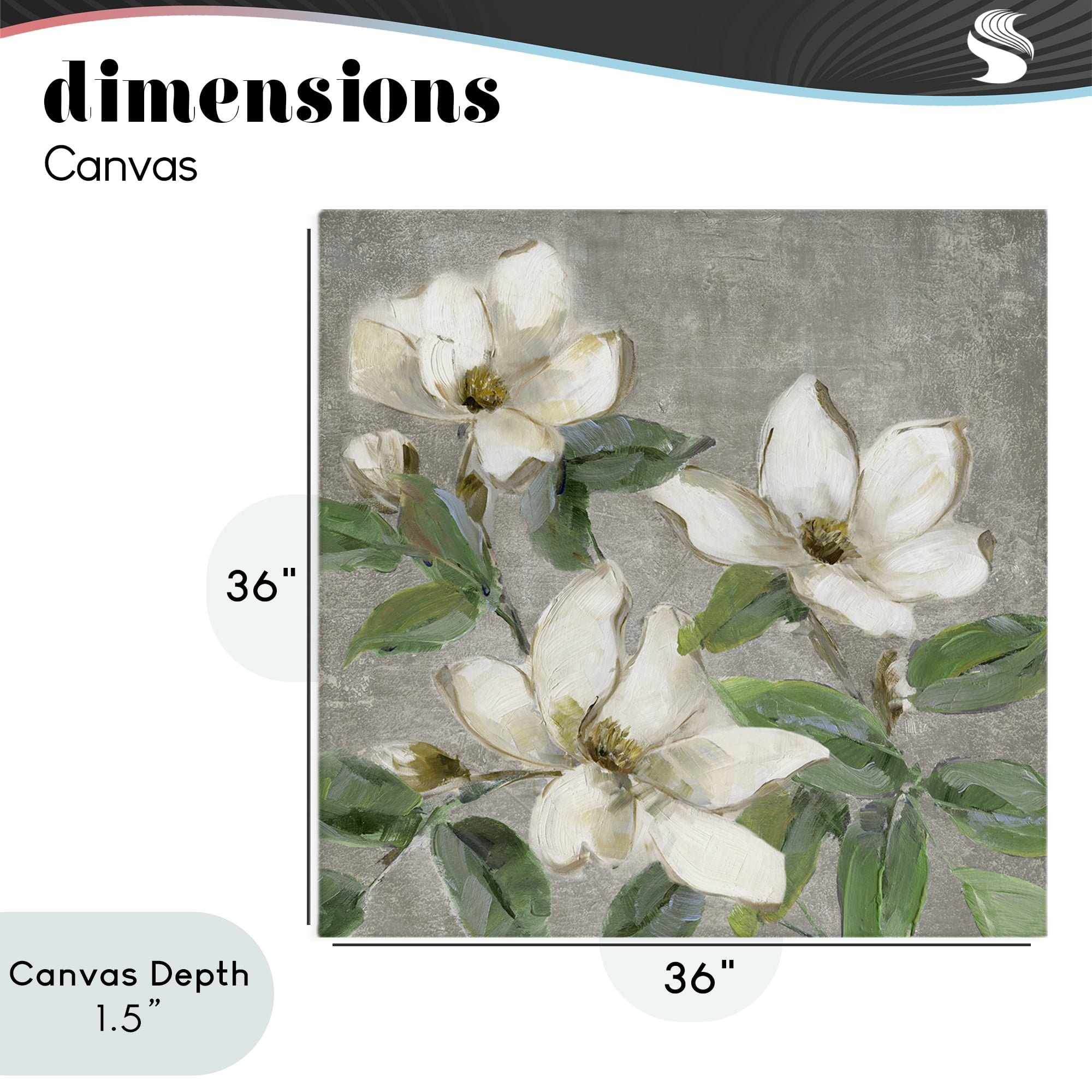 Stupell Industries Ivory Magnolias on Grey Canvas Wall Art, design by Sally Swatland