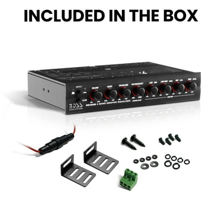 4 Band Pre-Amp Half-DIN Car Equalizer, Subwoofer Output, Dual Color Illumination
