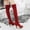 Red 41 Ln, variant on Fall Clearance Women's Leather Patchwork Thick Heel High Heel Zipper Pointed Snake Ankle Boots