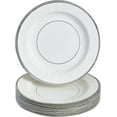 thumbnail image 1 of Heavy Duty Disposable Plates - Fancy Paper Plates - Metallic Rimmed Party Plates - Ruffled Collection, Side Plates, Silver, 1 of 3