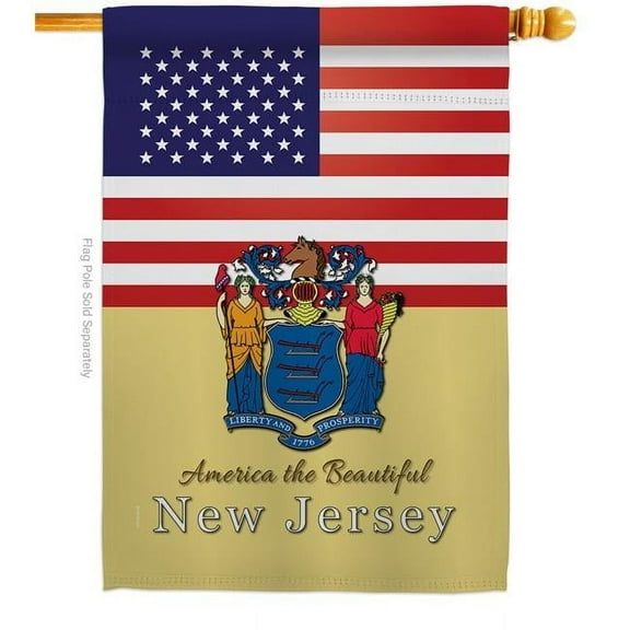 Americana Home & Garden H140582-BO 28 x 40 in. USA New Jersey American State Vertical House Flag with Double-Sided Decorative Banner Garden Yard Gift