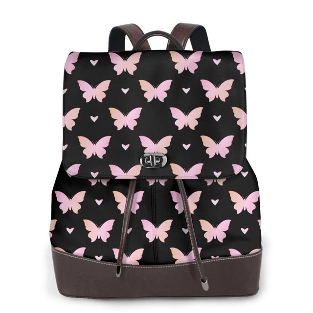 Balery Gradient Butterfly Mochila de Cuero para Mujeres, Gran Capacidad, Bolsa de Viaje Multifuncional, Mochila de Cuero y Bolsa de Hombro para Mujeres