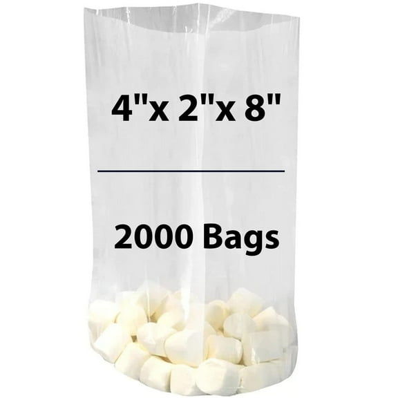 1.25 Mil Expandable Gusseted Polypropylene Bags LDPE - 4"X2"X8" & (2000 Bags)