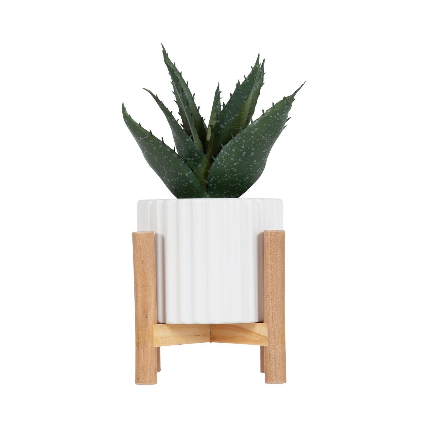 hometrends Parmalee Agave Ribbed White Pot, 9”H x 5.25” W x 5.25” D