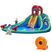 Costway Inflatable Bounce House Water Splash Pool Dual Slide Climbing Wall