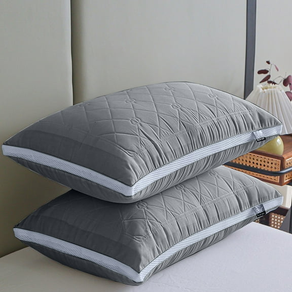 EazyTech Hotel Bed Pillow Queen Size for Back Side Stomach Sleepers - Ultra Soft & Supportive Down Alternative Filling Pillow with Breathable Fabric 20x30in Gray