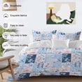 thumbnail image 3 of 3 Piece Pink Floral Blue Duvet Cover Set Queen Size,Microfiber Comforter/Quilt Cover with Corner Ties and 2 Pillowcases,Farmhouse Botanical Vintage Leaves All Season Soft Bedding with Zipper Closure, 3 of 8
