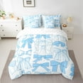 thumbnail image 2 of Erosebridal Blue Bow Bed in a Bag King Size for Princess, Cartoon Ribbow Bow-Tie Bed Set, Lightweight Bed Sheets Setp with Comforter, Bedroom Decorative, Reversible 7 Pieces, 2 of 5