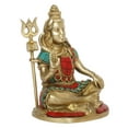 thumbnail image 2 of Brass World Shiva Brass with Inlay Idol Statue God Shiv Shankar Murti Showpiece for Pooja Lord Blessing Shanker Deity Figurine Home Office Temple Art Decor 6 Inch., 2 of 4