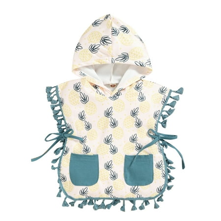 

Newborn Baby Boys Girls Hooded Bathrobe Toddlers Cartoon Plush Ball Tie Up Bath Beach Towel