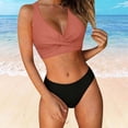 thumbnail image 5 of Bosfbaoi Swimsuit for Women 2-Piece High Waisted Bikini Set Twist Front Crisscross Back Top Classic Brief Bottom Regular Solid Bikini Sets for Women, 5 of 6