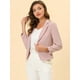 thumbnail image 2 of INSPIRE CHIC Chaqueta abierta de la chaqueta del traje de la cosecha del trabajo de la oficina del frente de las mujeres Rosa-Sólido L, 2 of 6
