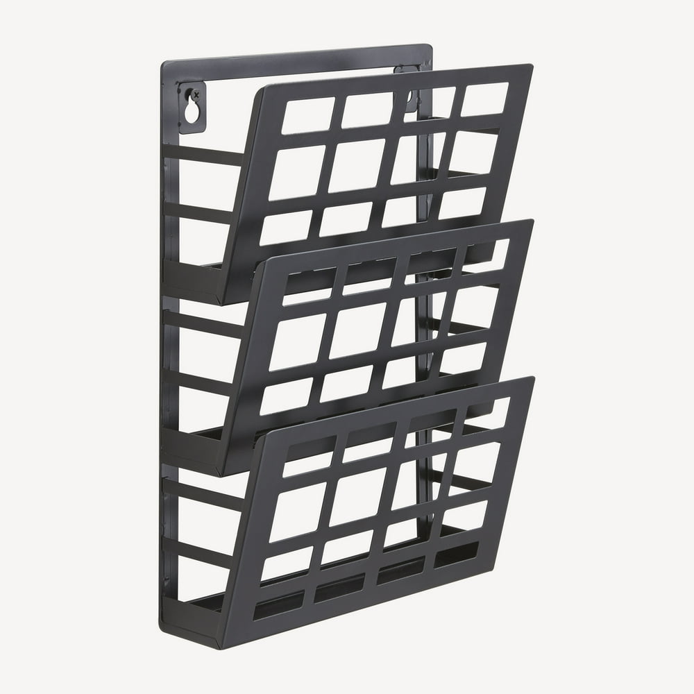 Grid Magazine Rack 3Pocket, Black