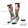thumbnail image 3 of Daiia Sports Socks Colorful Birds Pine Branch Printed Novelty Crew Socks for Men Women Knee High Socks Cotton Socks Soft & Breathable Support Unisex Socks, 3 of 9