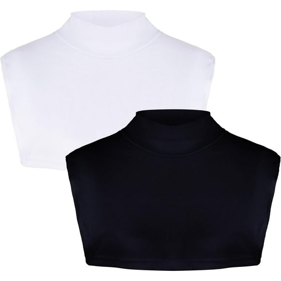 Sucrain 2 Pcs Detachable Fake Turtleneck Dickey Collar Half Top Mock Blouse Collar High Warmer Turtle Neck for Women Men Black