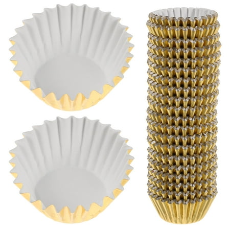 WHAMVOX 500pcs Foil Mini Cupcake Liner Baking Cups Aluminum Foil Muffin Tins Treat Cups Foil Metallic Cupcake Liners For Weddings Birthdays Baby Showers