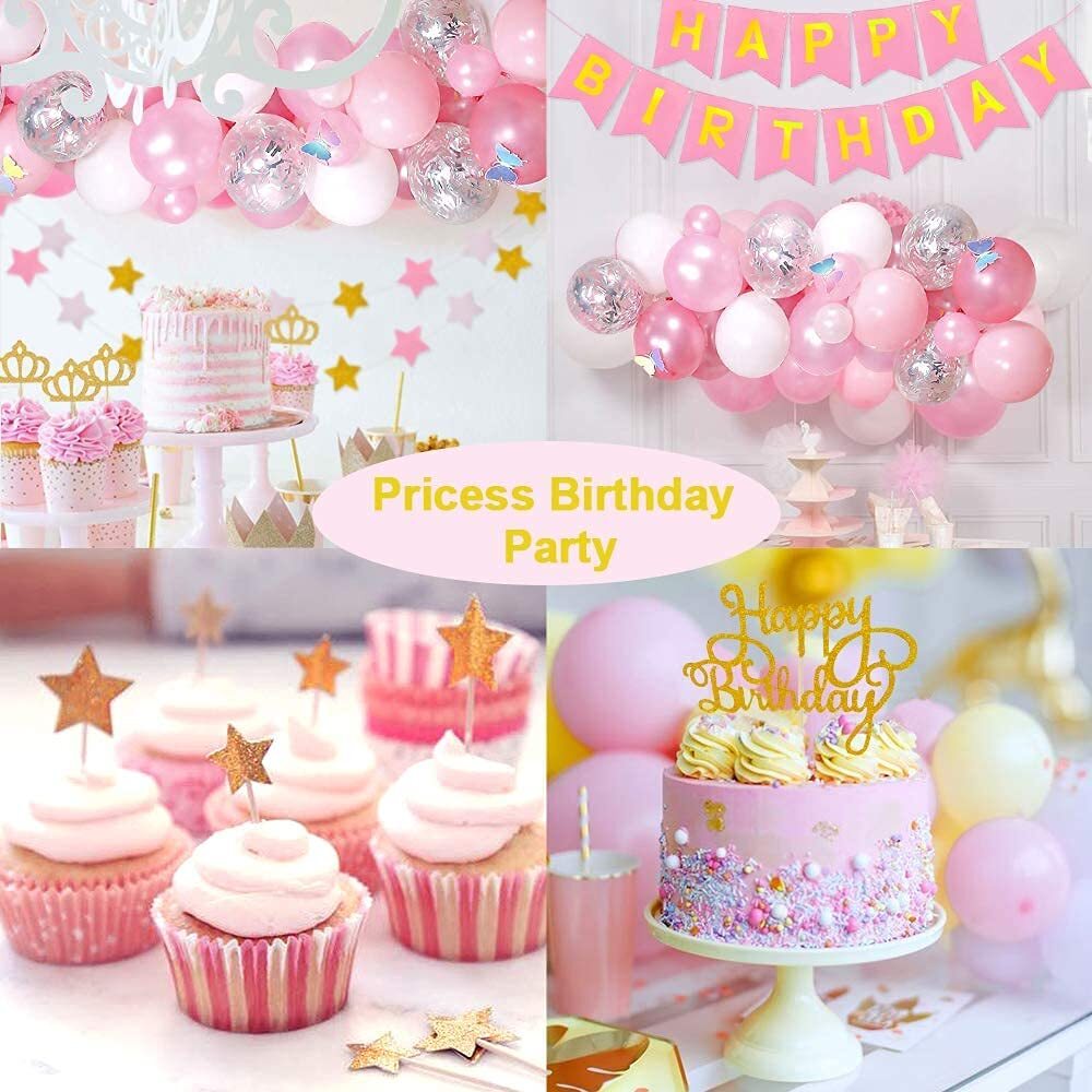 Yansion Pink Princess Birthday Party Decorations Kit photo 4