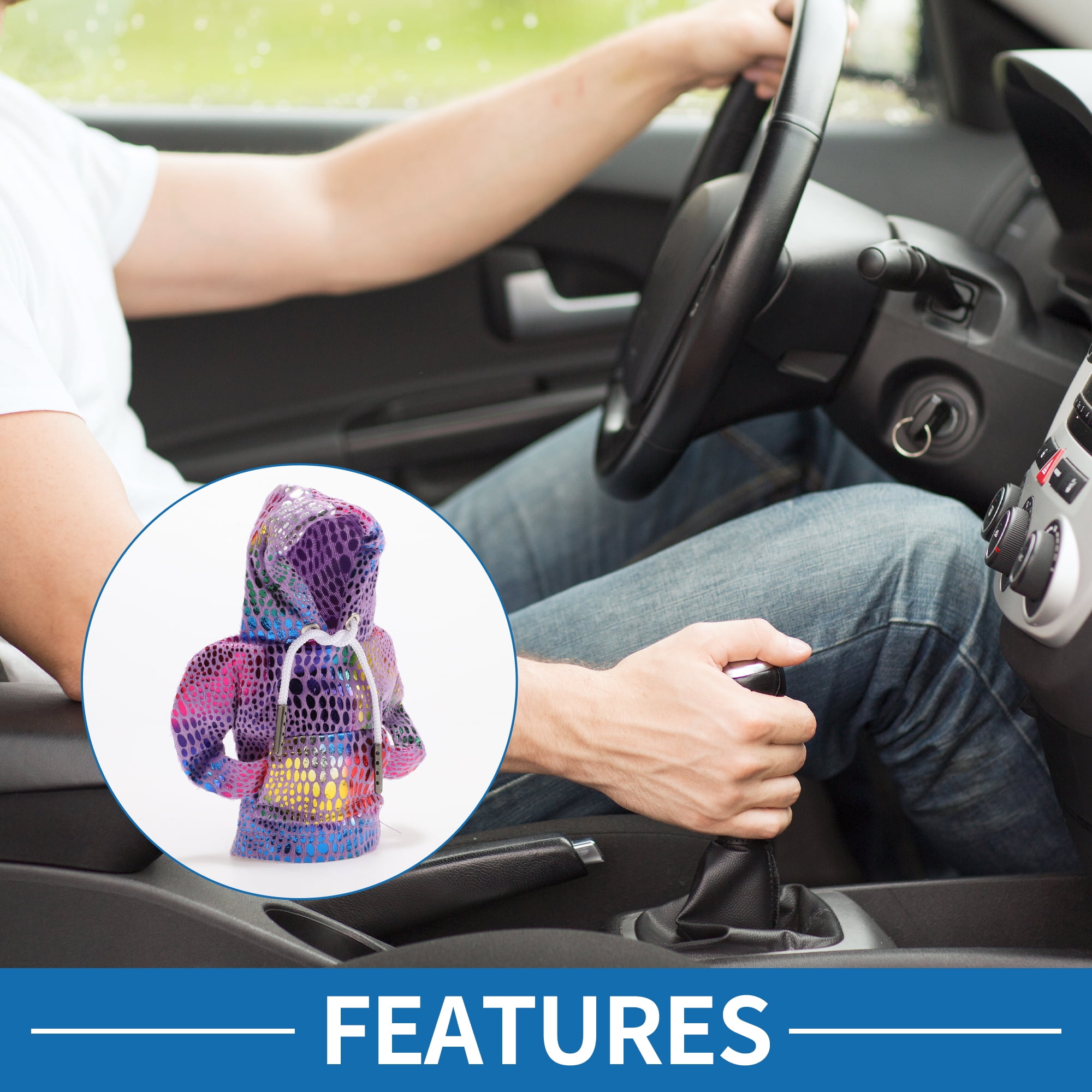 Unique Bargains Shift Knob Cover Reflective Gearstick Hoodie for Car RV Truck Purple