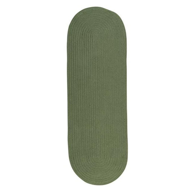 Colonial Mills Rug RV69R028X168 Reversible Flat-Braid Oval Braided Runner Moss Green - 2 ft. 4 in. x 14 ft.
