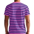 thumbnail image 4 of T-Shirt Décontracté à Rayures pour Hommes, Col Rond, Manches Courtes, Tissu Doux, Été, Décontracté et Décontracté, Violet, m, 4 of 4