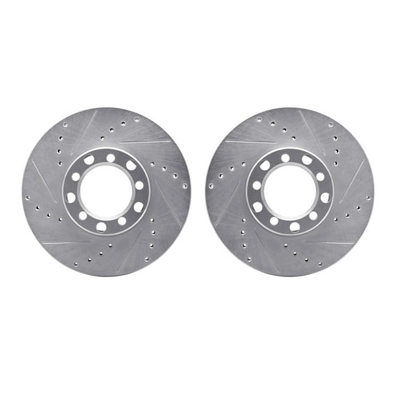 Dynamic Friction Company Front Brake Rotors-Drilled and Slotted-Silver 7002-63015