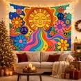 thumbnail image 3 of Floral Garden Smiling with Human Face Closed Eyes, Mystical Fantasy for Space Lovers, Galaxy Room Decor, Mother'S Day Gift, Tapestry Wall Hanging for Bedroom and Dorm, 3 of 7