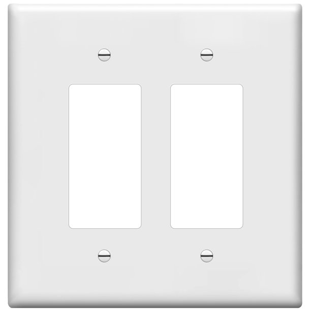 Enerlites Cubierta Doble Para Interruptor Decorativo, Placa De Pared Con Dos Tomacorrientes, Tamaño Grande, 2 Unidades, 5.50" X 5.50", Irrompible, Policarbonato, Termoplástico, Certificación Ul 8832O-