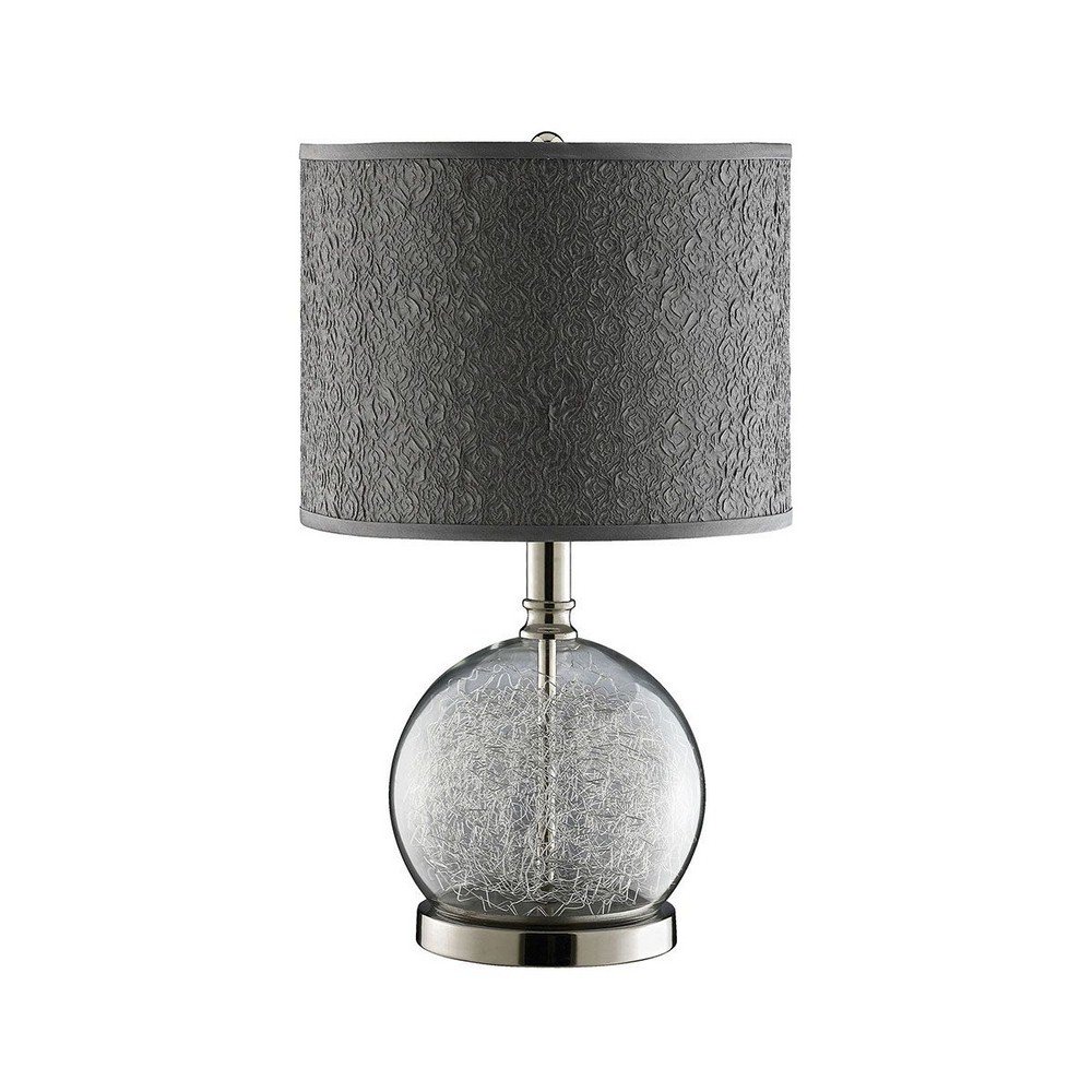 Clear Globe Table Lamp Made Of Glass And Metal With A 3Way Switch