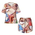 thumbnail image 5 of Wukai Gnomes Books Tea Cups Women's Pajama Set,Short-Sleeve Top and Shorts with Elastic Waistband and Pockets for Loungewear, Yoga, and Casual Wear-XX-Large, 5 of 8