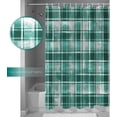 thumbnail image 3 of Waterproof Shower Curtain, Teal Checkered Polyester Fabric Bathroom Curtains with 12 Hooks, 48"" W x 72"" H, Vintage Watercolor Turquoise Plaid Quick-Drying Bathtub Curtain, Plaidoud5417, 3 of 6