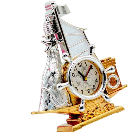 IBASETOY Home Decorative Ship Desktop Clock with Plastic Construction and Assorted Color Finish