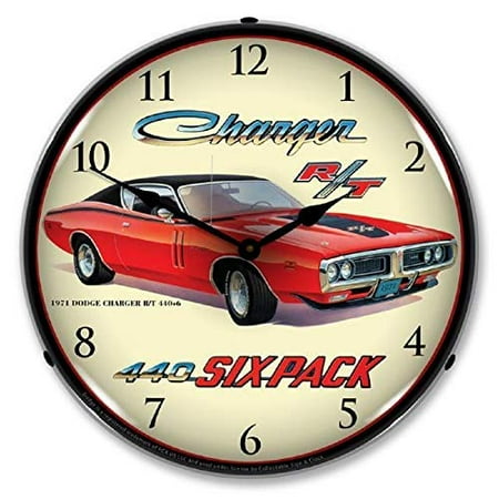 Dodge 440 Six Pack 1971 Dodge Charger R/T 440 Six Pack Red Muscle Car Wall Clock 14