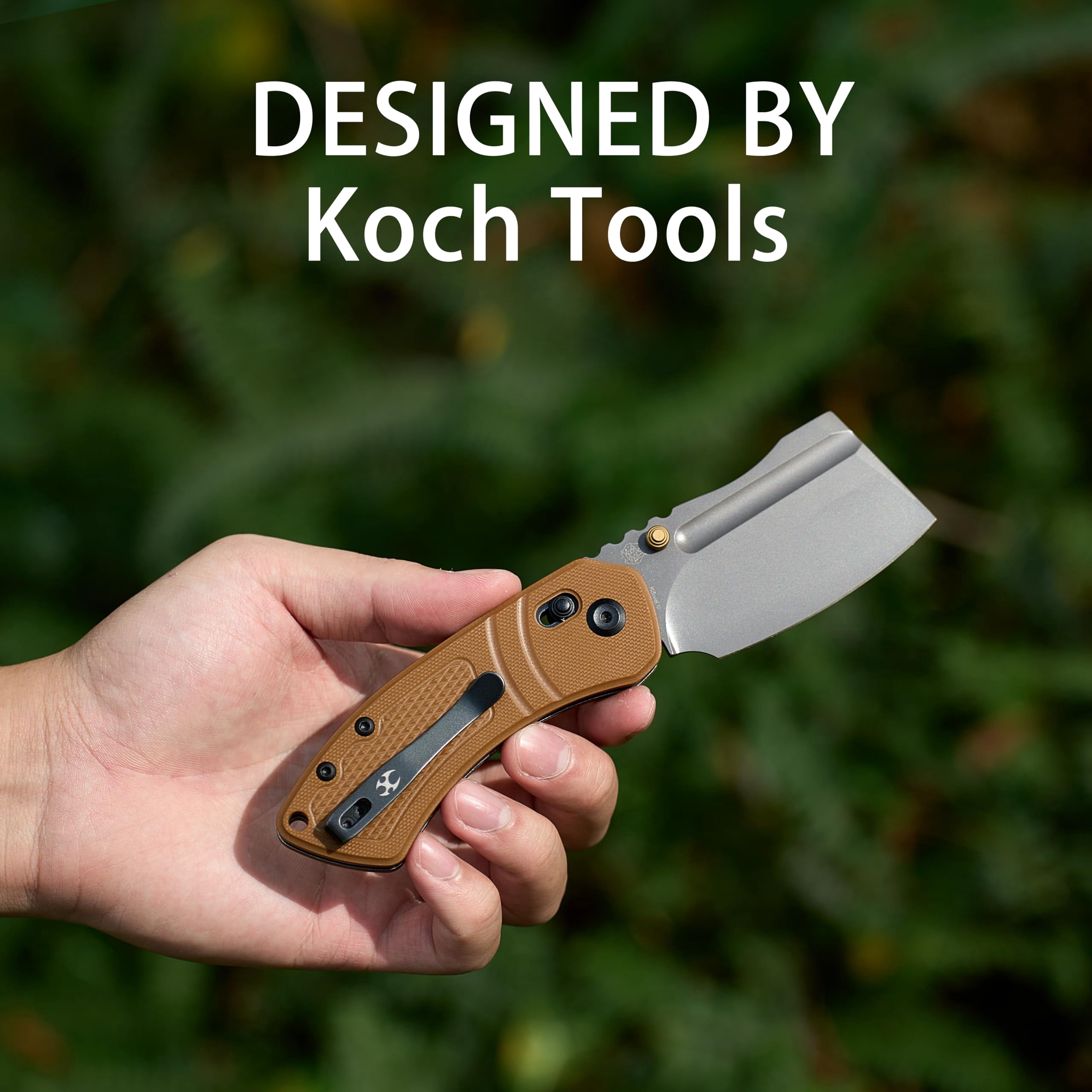 Kansept Korvid V Folding Pocket Knife 2.91" Gray Ticn Coated D2 Blade,Brown G10 with Diamond Pattern,TE2030V4